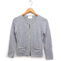 ナチュラルビューティー NATURAL BEAUTY ニット カーディガン パールビーズ装飾 無地 ウール M グレー 灰 /FT17