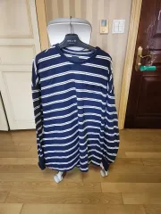 Juun.J ジュンジェイ ネイビー ストライプ 長袖Tシャツ Lサイズ