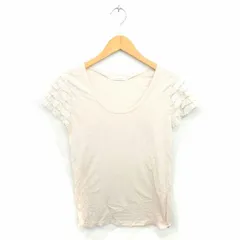 チャオパニック CIAOPANIC カットソー Tシャツ 丸首 フリル 綿 コットン 薄手 半袖 M ベージュ 薄茶 /TT40