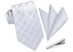 数量限定 3点セット シルバー クリップ 幅8.5cm チーフ ギフトボックス付き 高級 ネクタイ 光沢 結婚式 フォーマル 礼服用 A3-03 披露宴 [HISDERN] 紳士用