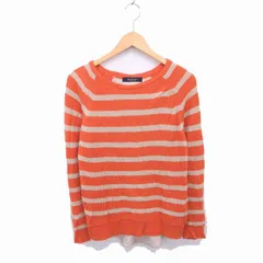 ブラーミン BRAHMIN ニット セーター ボーダー 丸首 切替 アンゴラ混 カシミヤ混 長袖 38 オレンジ ベージュ 薄茶 /TT12