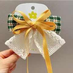 特価商品　女の子 ベロアリボン ヘアクリップ [VIISEN] 結婚式 キッズ ヘアアクセ 大人 可愛い おしゃれ 髪飾り おしゃれ 日常 通勤 プレゼント 贈り物 全年?使用 入学式/結婚式/卒業式/デート（イエロー-1個）