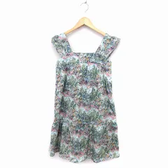 アナトリエ ANATELIER イラストプリント ワンピース フレア ノースリーブ ひざ丈 1 グリーン 緑 ブルー 青 /FT35