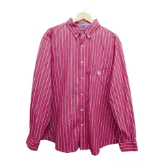 CHAPS チャップス 赤ストライプボタンダウンシャツ 大きめサイズ2XL 赤 コットンポリ バングラデシュ製 アメカジ