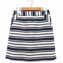 バナナリパブリック BANANA REPUBLIC 台形 スカート ミニ ニット ボーダー 柄 綿混 00 ネイビー 紺 /HT32