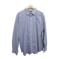 NAUTICA ノーティカ ブルーチェックシャツ サイズ2XL コットン100% モーリシャス製 ビジネスシャツ 大きめサイズ オフィスカジュアル 古着