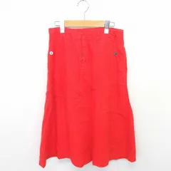 マリンフランセーズ LA MARINE FRANCAISE スカート タイト ミモレ丈 ロング ジップフライ 麻 リネン 無地 シンプル 1 赤 レッド /TT36