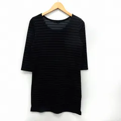 ジーナシス JEANASIS ワンピース カットソー 七分袖 ボーダー Uネック F ブラック /ST5