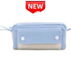 ⭐新品⭐多機能ペンケース 大容量 筆箱 おしゃれ 可愛い ブルー 学生 オフィス 文房具 収納 ポーチ メッシュポケット付き 22.5×11×5cm コンパクト 実用的 新学期 オフィス 入学祝い プレゼント 化粧バッグ 大人可愛い プレゼント ギフト 贈り物