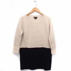 トラッゾドンナ Torrazzo Donna ワンピース 切替 ニット 無地 ゆったり 丸首 長袖 ひざ丈 ウール ベージュ ブラック 黒 /FT26