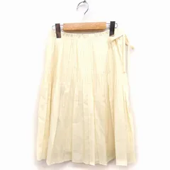 プライドグライド prideglide プリーツ スカート ひざ丈 リボン 無地 36 イエロー 黄 /FT15