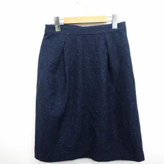 インディヴィ INDIVI スカート 台形 ひざ丈 総柄 シンプル ウール混 38 ネイビー 紺 /MT44