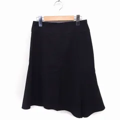 ミッシュマッシュ MISCH MASCH アシンメトリー フレア スカート ひざ下丈 無地 ウール 36 ブラック 黒 /FT28