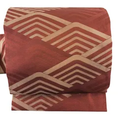 名古屋帯 秀品 幾何学 茜色 正絹 【中古】