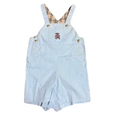 バーバリーロンドン　ロンパース　80cm 水色　ノバチェック　くま　ショート丈　カバーオール　サロペット　ベビー