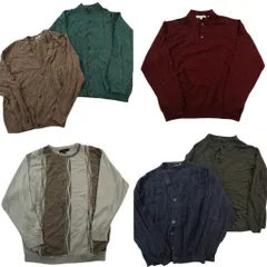 古着卸 まとめ売り セーター MIX 6枚セット (メンズ L ) カーディガン ポロニット クルーネック 中古 古着 ND5368