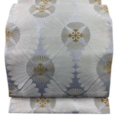 美品】 袋帯 秀品 落款 豊田宏一 納経色紙重文 箔 金糸 ベージュ 六通