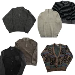 古着卸 まとめ売り セーター MIX 6枚セット (メンズ M /L ) ハーフジップ カーディガン ブルゾン型 ボーダー 中古 古着 ND5438