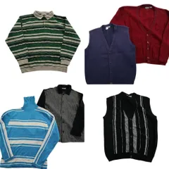 古着卸 まとめ売り セーター MIX 6枚セット (メンズ L ) ポロニット タートルネック ベスト カーディガン 中古 古着 ND5437