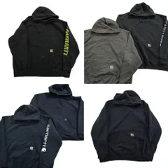 古着卸 まとめ売り カーハート スウェット 6枚セット (メンズ 2XL /3XL ) フーディー ジップパーカー ブラック ネイビー 中古 古着 ND5430