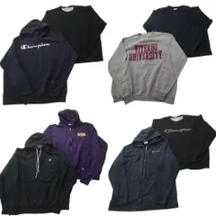 古着卸 まとめ売り チャンピオン Champion スウェット 8枚セット (メンズ XL ) ジップパーカー カレッジ風 クルーネック 中古 古着 ND5456