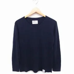 アズールバイマウジー AZUL by moussy Vネック ニット セーター 長袖 ハイゲージ 無地 S ネイビー 紺 /FT1