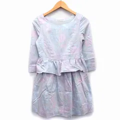 トランテアン ソン ドゥ モード 31 Sons de mode デニム ワンピース フレア 膝丈 七分袖 丸首 総柄 ペプラム レイヤード風 綿混 36 ライトグレー 灰 /HT22