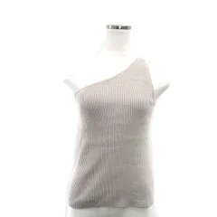 ローリーズファーム LOWRYS FARM リブ ニット セーター ノースリーブ ワンショルダー コットン F ライトグレー /KT13