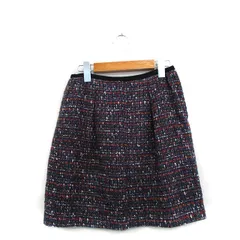 ナノユニバース nano universe 台形 スカート ミニ ツイード スパンコール 36 ネイビー 紺 /KT13
