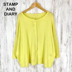 STAMP AND DIARY スタンプアンドダイアリー ラウンドネック ドルマンスリーブ 2way 七分丈 ウール ニット カーディガン トップス イエロー レディース
