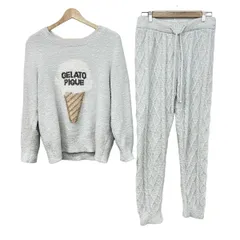 gelato pique(ジェラートピケ) レディースパンツセットアップ レディース - ライトブルー×ベージュ×マルチ アイスクリーム柄