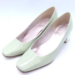 銀座かねまつ パンプス スクエアトゥ シューズ ブランド 靴 日本製 レディース 23.5サイズ グリーン Kanematsu 【中古】