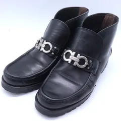 フェラガモ ブーツ ガンチーニ シューズ ブランド 靴 イタリア製 黒 レディース 7.5サイズ ブラック FERRAGAMO 【中古】