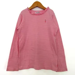 ミキハウス 長袖Ｔシャツ トップス　ボーダー　日本製 キッズ 女の子用 140サイズ ピンク MIKIHOUSE 【中古】