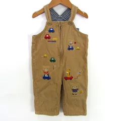 ミキハウス オーバーオール　車　動物柄 ベビー 男の子用 80サイズ ベージュ MIKIHOUSE 【中古】