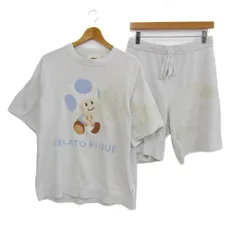 ジェラートピケ セットアップ 上下セット 半袖 ショートパンツ スーパーマリオ ピノキオ レディース Mサイズ グレー gelato pique 【中古】