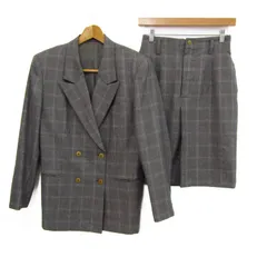 コムサ・デ・モード セットアップ 上下セット ダブルジャケット スカート チェック レディース ﾌﾘｰサイズ グレー COMME CA DU MODE 【中古】