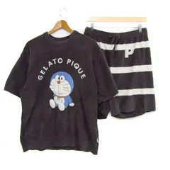 ジェラートピケ セットアップ 上下セット 半袖 ショートパンツ ドラえもん レディース Mサイズ グレー×白 gelato pique 【中古】