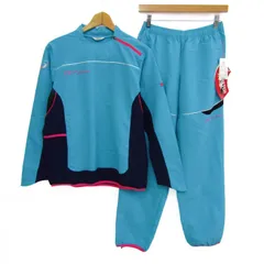 アシックス セットアップ 上下セット 長袖 ジャージ パンツ スポーツウエア レディース Lサイズ ピーコックブルー asics 【中古】