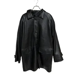  COGGIOLA レザー ジャケット コート アウター 羊革 ラム  ブラック 黒 ボタン メンズ L  【RE343】