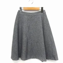 インディヴィ INDIVI フレア スカート 柄 ひざ丈 ウール混 05 グレー 灰 /FT3