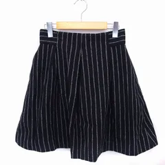 アナトリエ ANATELIER フレア スカート ひざ丈 ストライプ柄 ウール 38 ブラック 黒 /FT4