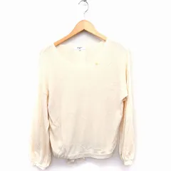 ナチュラルビューティーベーシック NATURAL BEAUTY BASIC Vネック ニット セーター 長袖 背あき リボン M アイボリー 白 /FT10