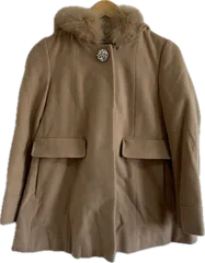 Debut de Fioreデビュートフィオレ　フード付きコート　アウター　ブラウン　アンゴラ混　フォックスファー　レディース　38サイズ　美品【ZK92】