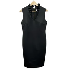 CalvinKlein(カルバンクライン) ワンピース レディース美品  - 黒 Vネック/ノースリーブ/ロング/フリル