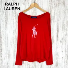 RALPH LAUREN ラルフローレン ポニー ビッグ ロゴプリント 長袖 Tシャツ トップス ロンT  レッド オーバーサイズ y2k 平成