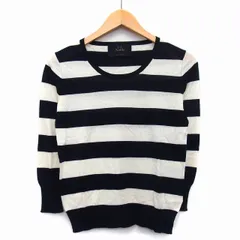 スピック＆スパン ノーブル Spick&Span Noble セーター ニット ボーダー 柄 長袖 丸首 切替リブ 綿混 ライトベージュ ブラック 黒 /HT16