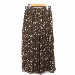 グローバルワーク GLOBAL WORK ギャザー スカート フレア シフォン 花柄 M ブラウン 茶 /HT27