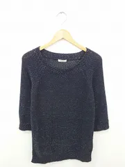 ボールジー BALLSEY トゥモローランド ワンピース ニット ひざ丈 丸首 ラメ ラグランスリーブ 長袖 38 紺 ネイビー /TT27