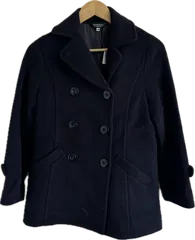 KUMIKYOKU PURETEクミキョクピュルテ　ピーコート　アウター　ネイビー　羊毛カシミヤ混　レディース　TMサイズ美品【ZK92】